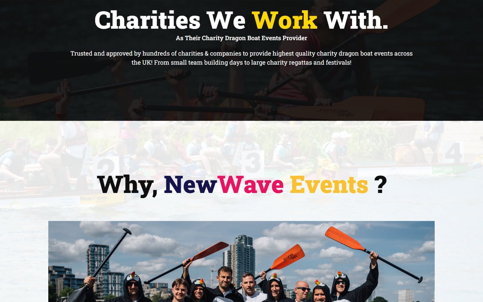 A section of the Charity Dragon Boat Events homepage