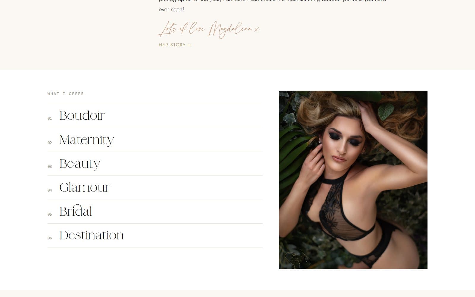 A section of the new Magdalena Sienicka homepage