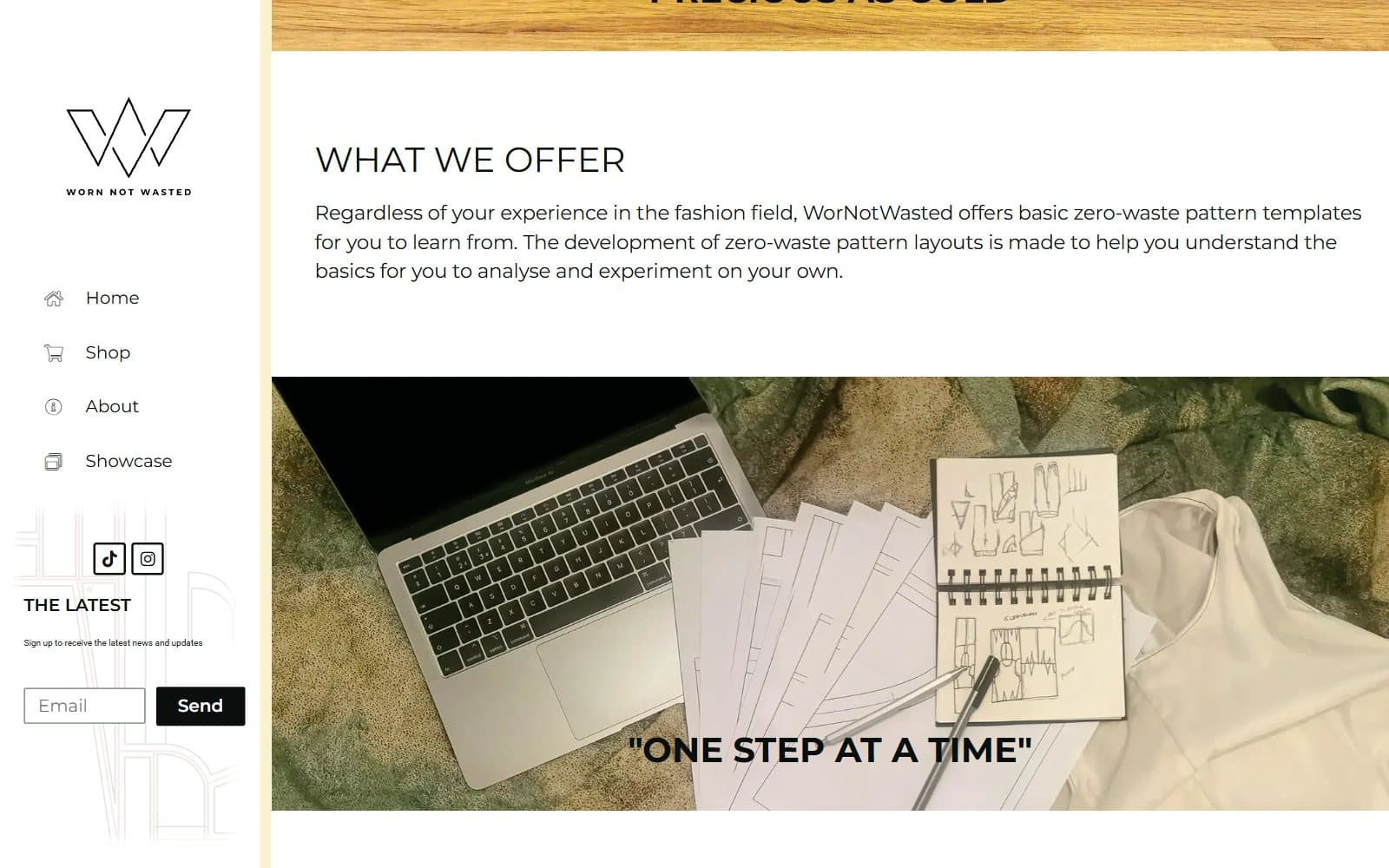 Worn Not Wasted shop section with zero-waste sewing patterns for sale